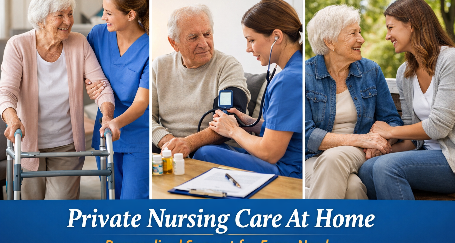 Qualcare Nursing offers Private Nursing Care at Home, delivering physical and emotional support for seniors in a comforting home environment.